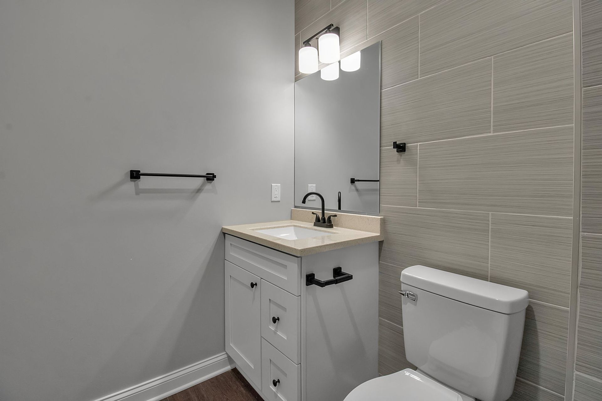 Washroom space designed with contemporary fixtures