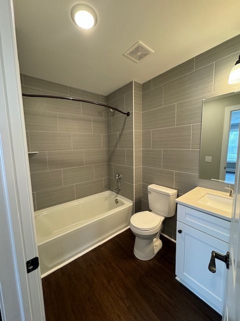 Residential bathroom interior with modern plumbing fixtures