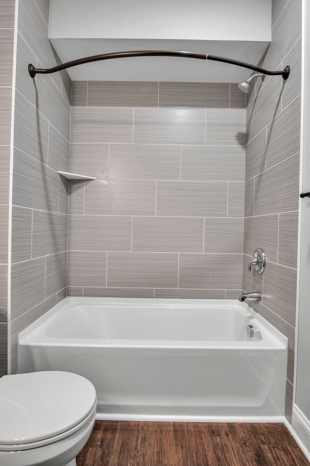 Bathroom interior designed with contemporary tile installation