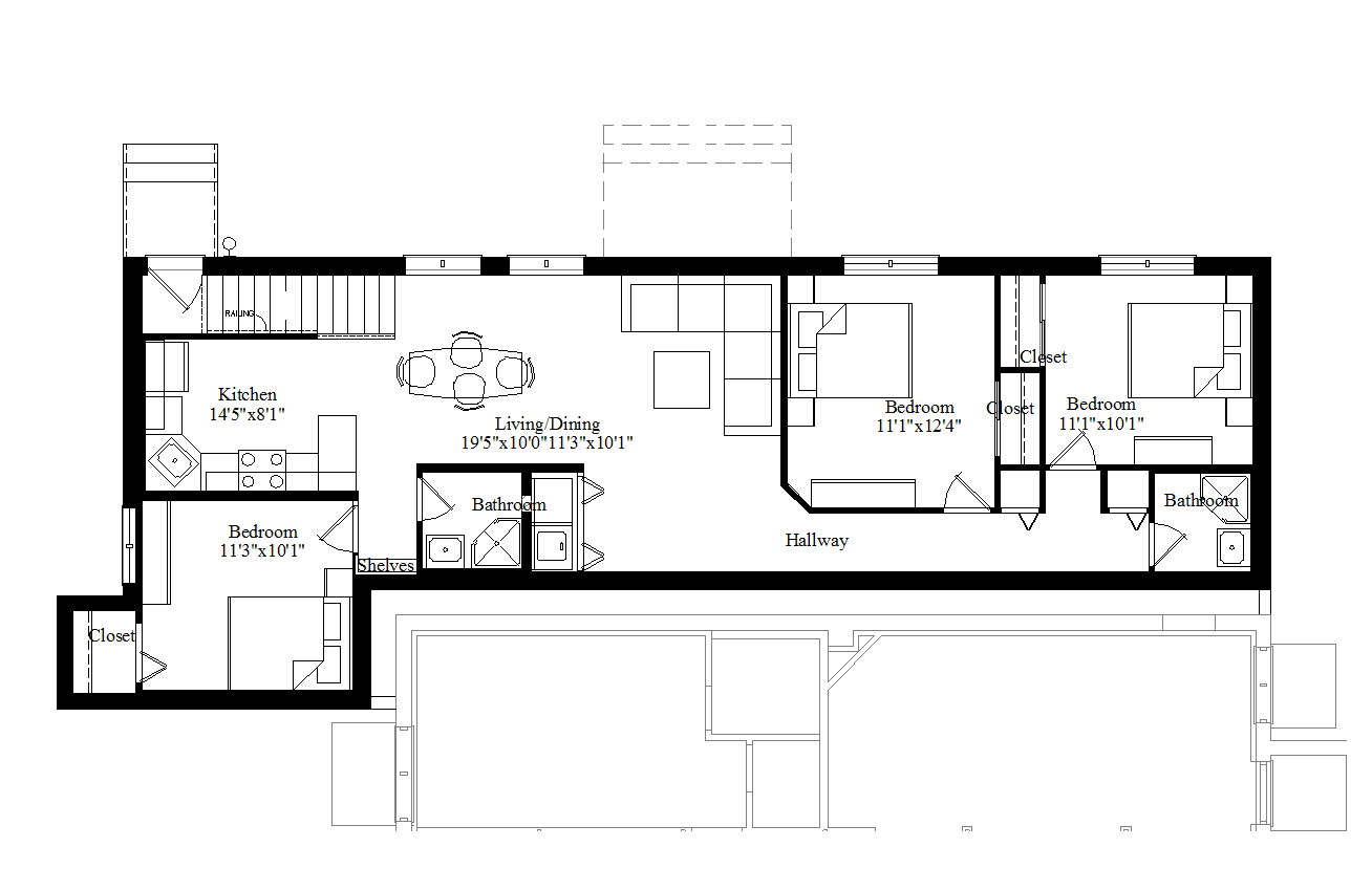 A black and white floor plan of a house.