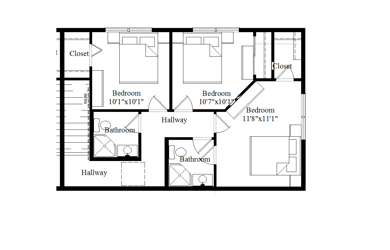 A black and white floor plan of a house.