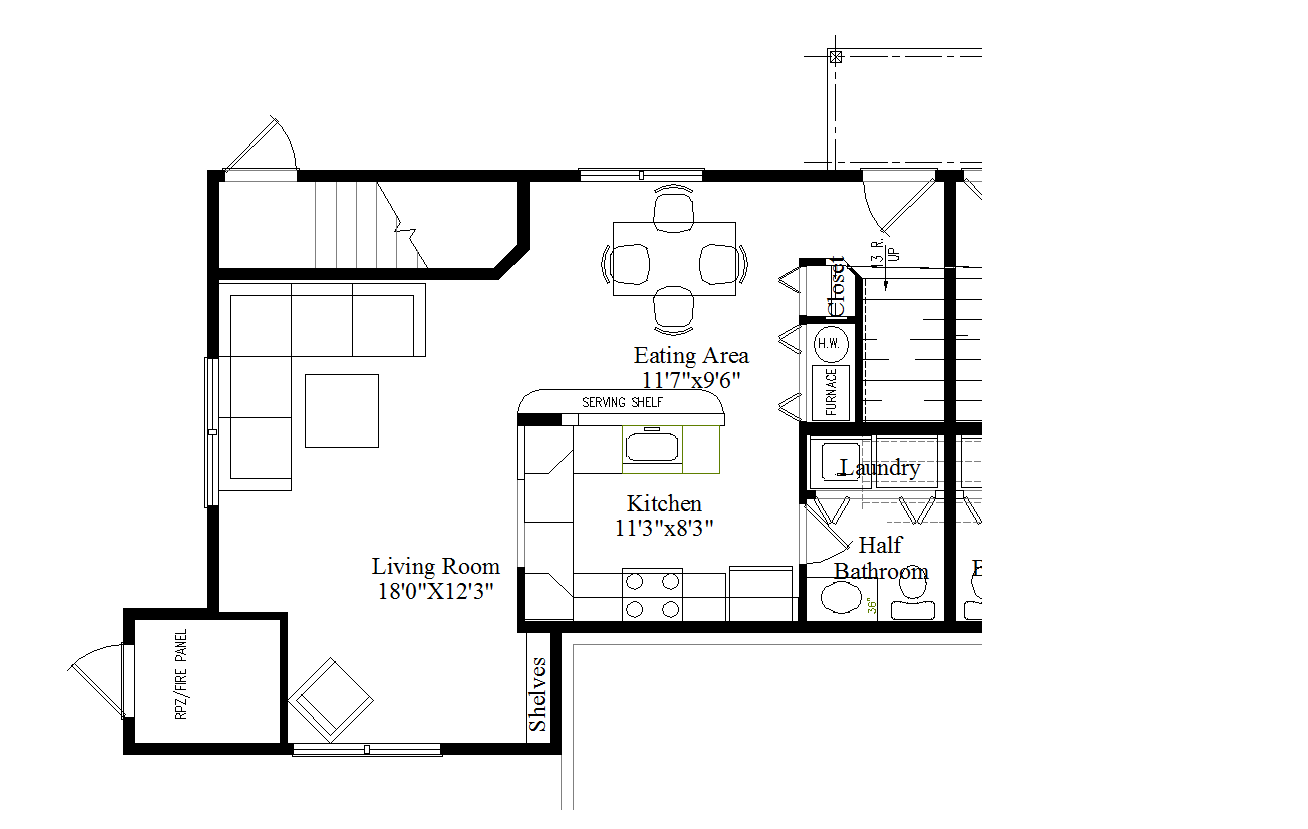 A black and white floor plan of a house.