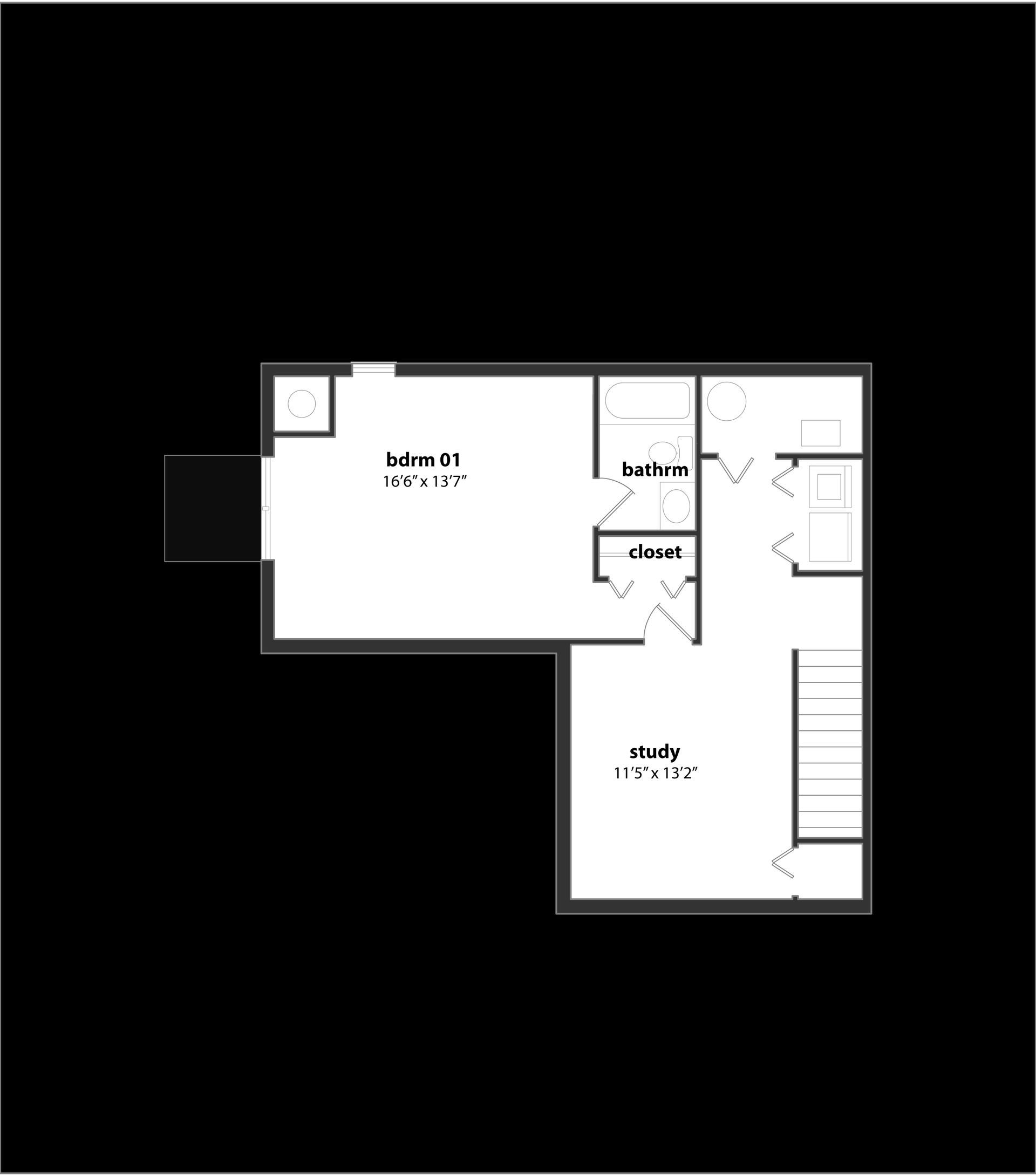 A black and white floor plan of a house.