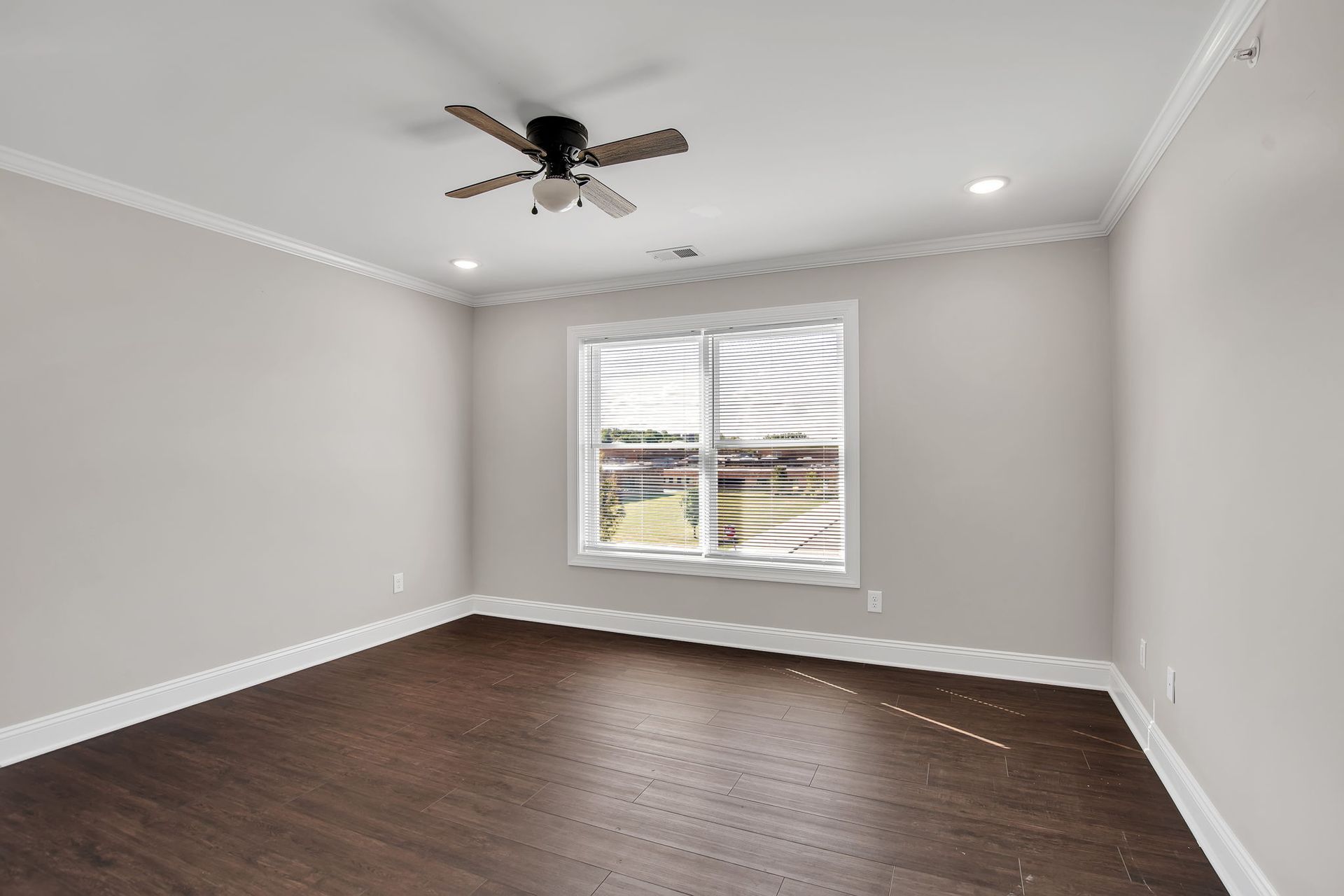 Bedroom interior with clean architectural lines and open space