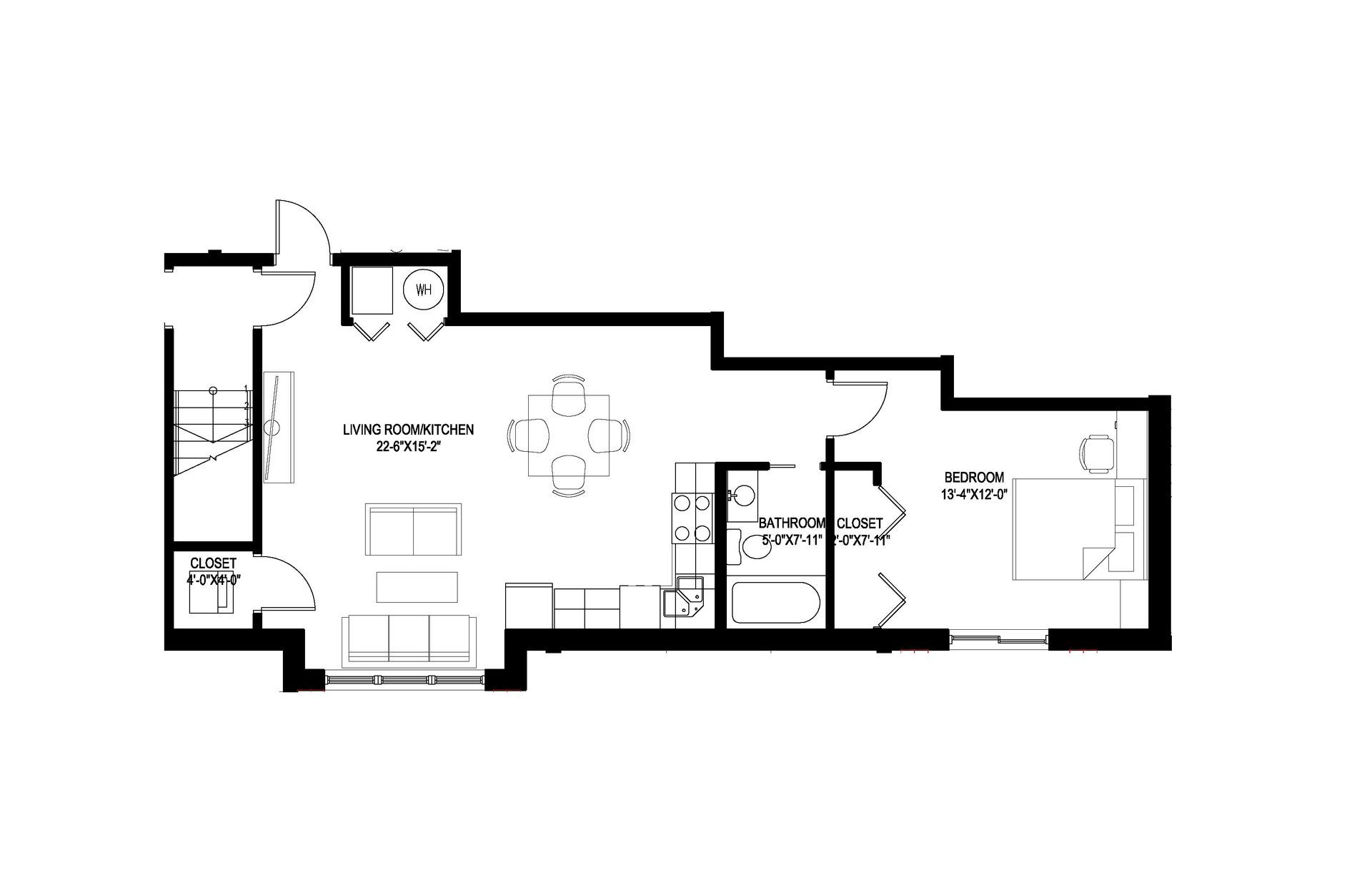 A black and white floor plan of a house.