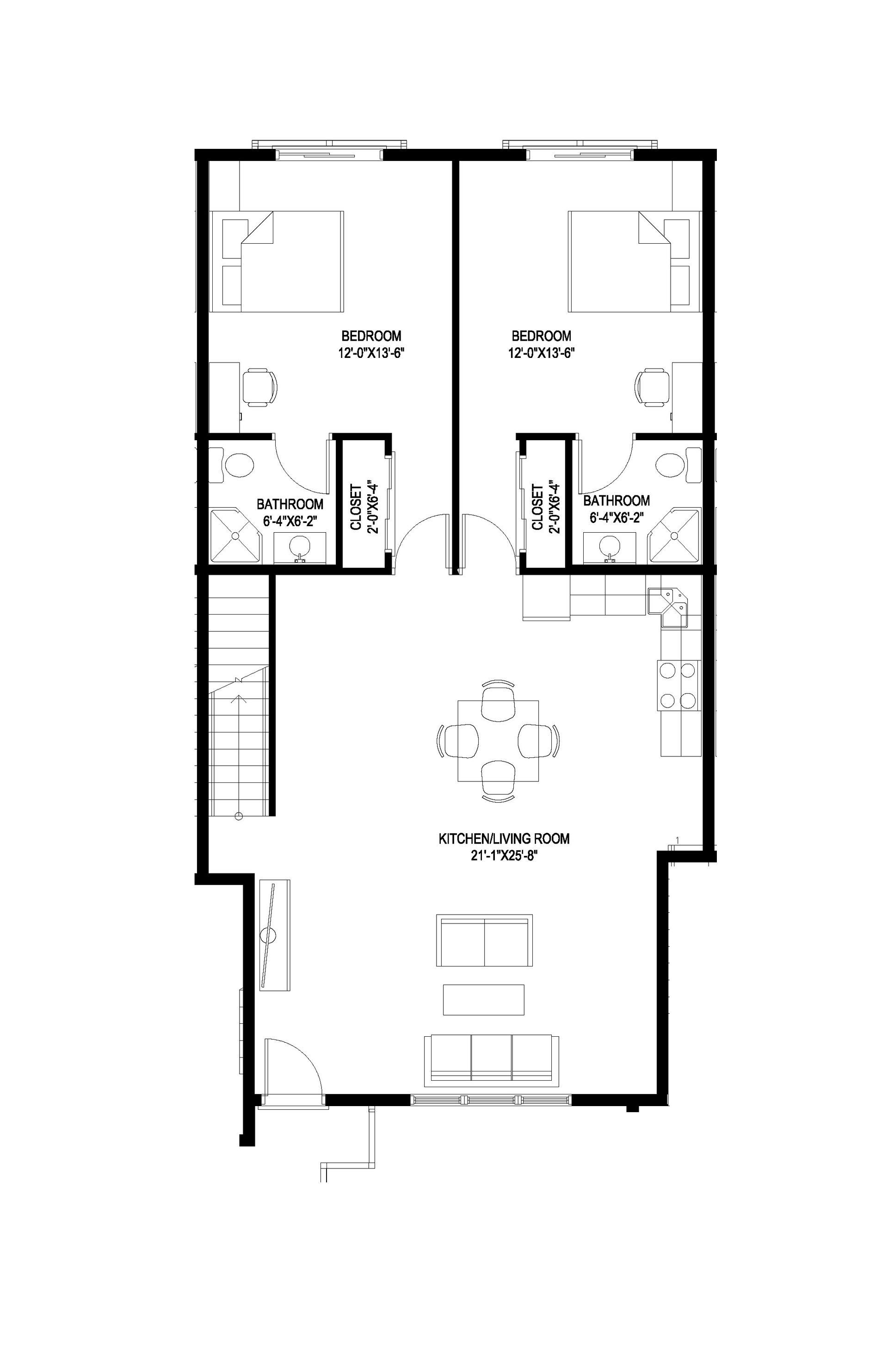 A black and white floor plan of a house.