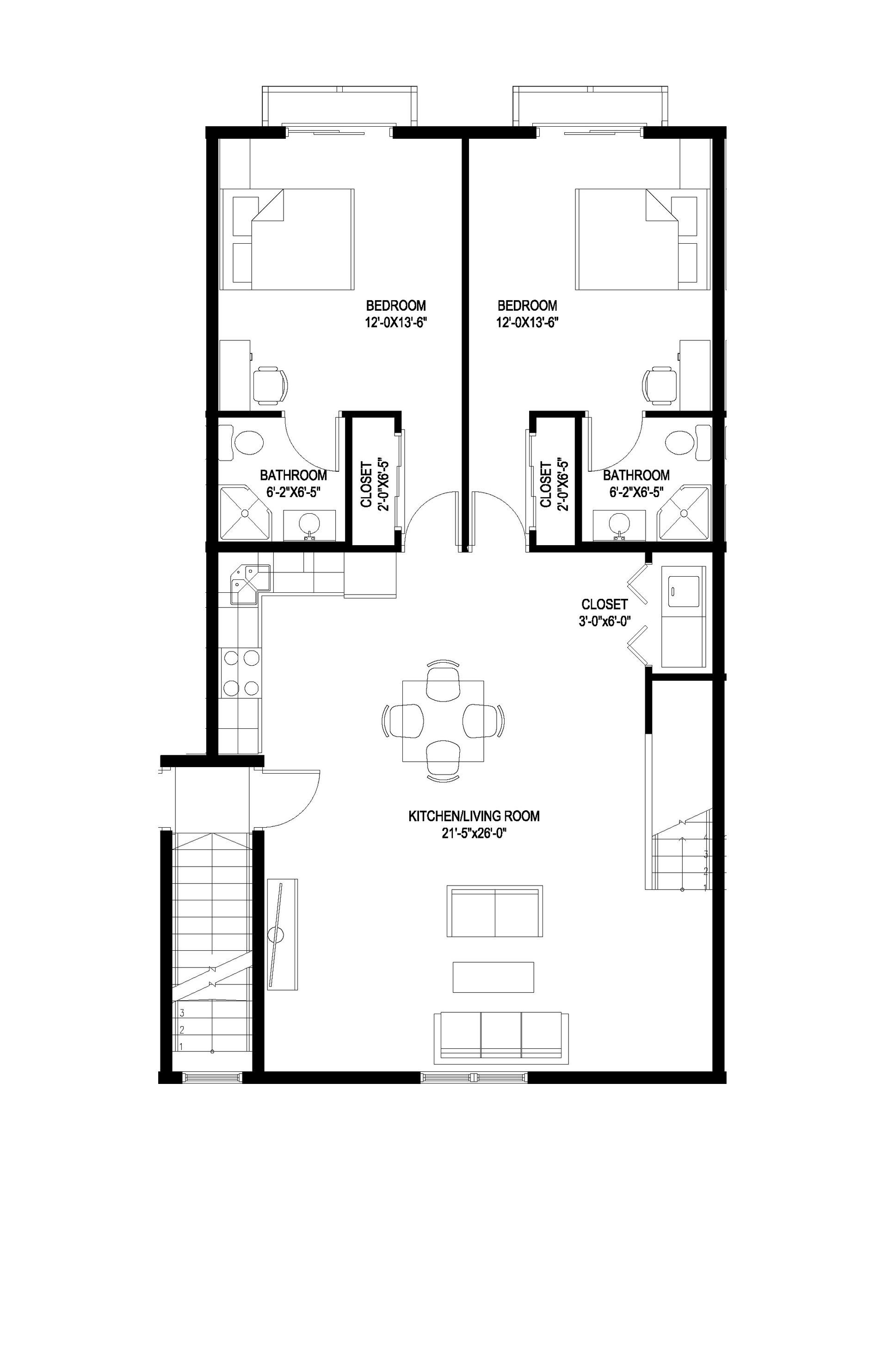 A black and white floor plan of a house.