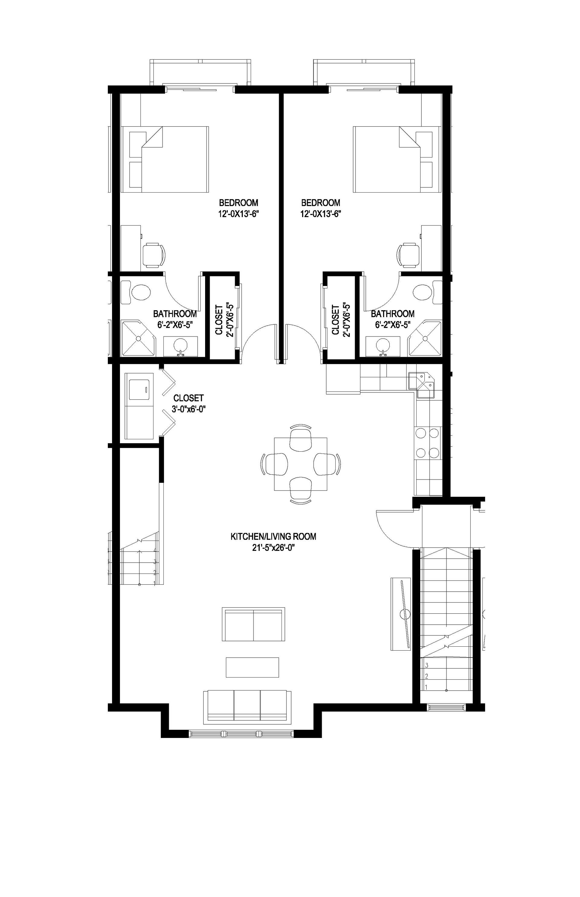 A black and white floor plan of a house.