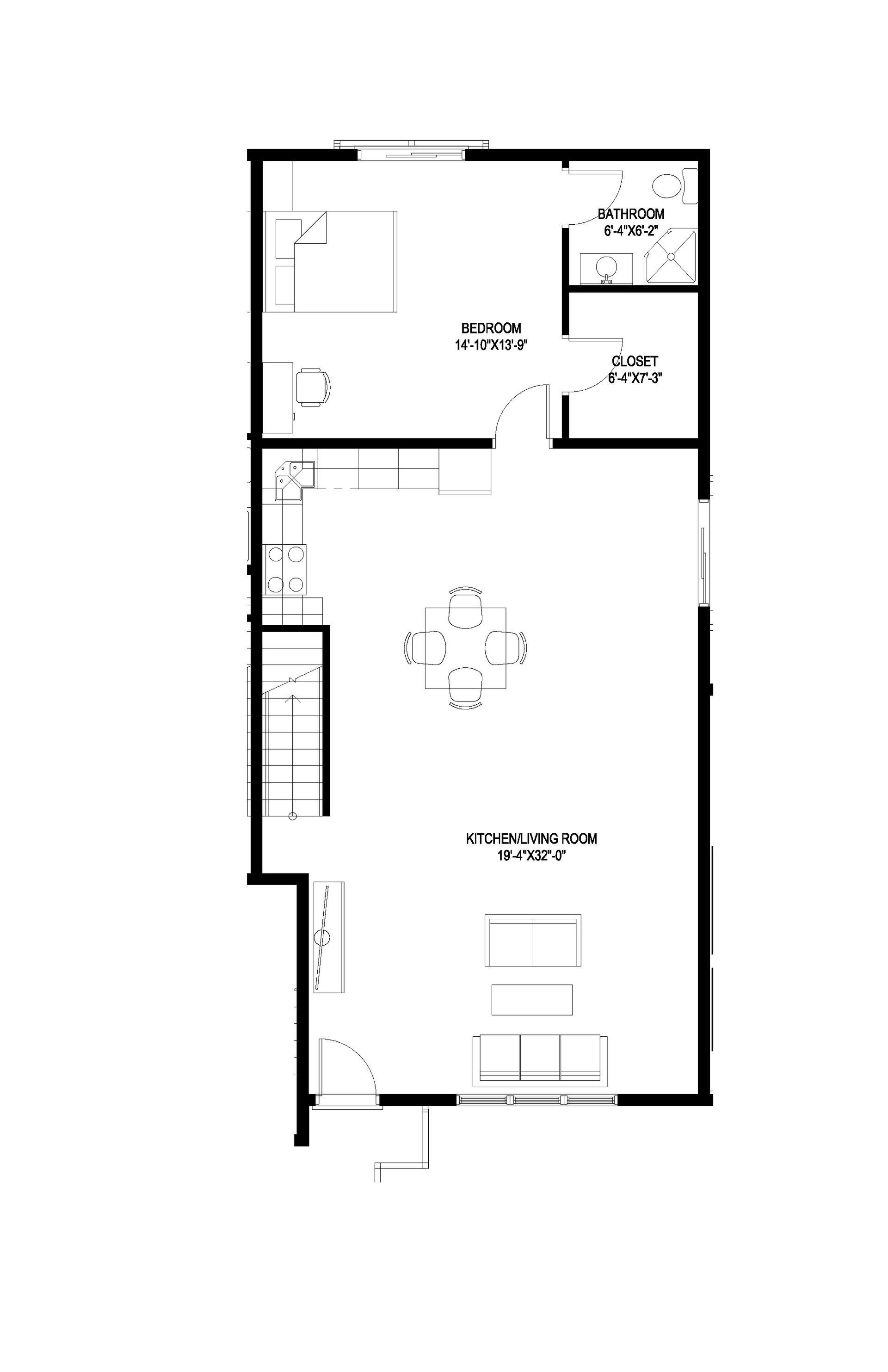 A black and white floor plan of a house on a white background.