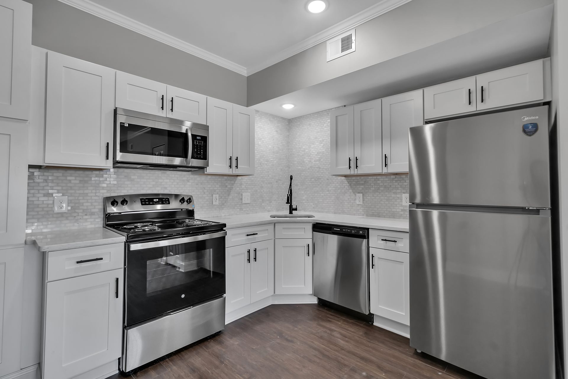 Kitchen preparation area with updated cabinetry design