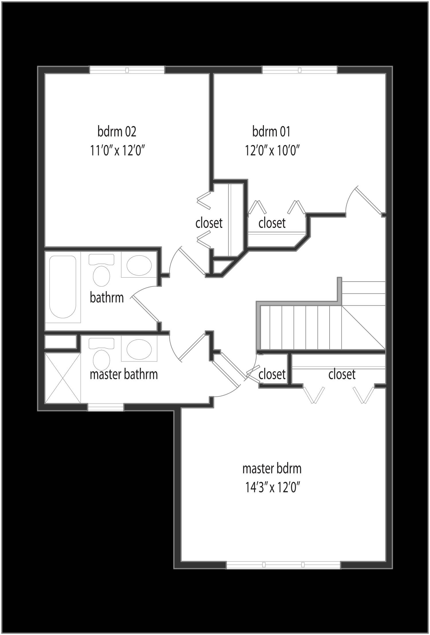 A black and white floor plan of a house.