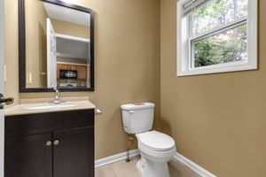 Bathroom interior showcasing modern plumbing design