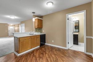 Cooking space with sleek cabinets and clean workspace