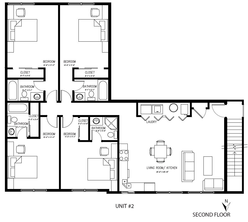 A black and white floor plan of a house.