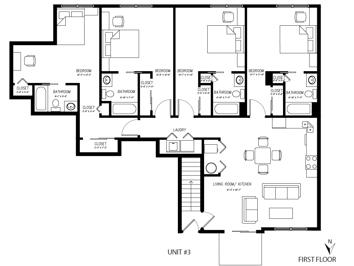 A black and white floor plan of a house.