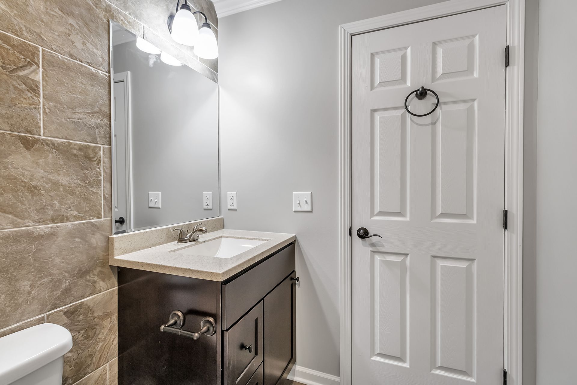 Bathroom space with contemporary fixture installation