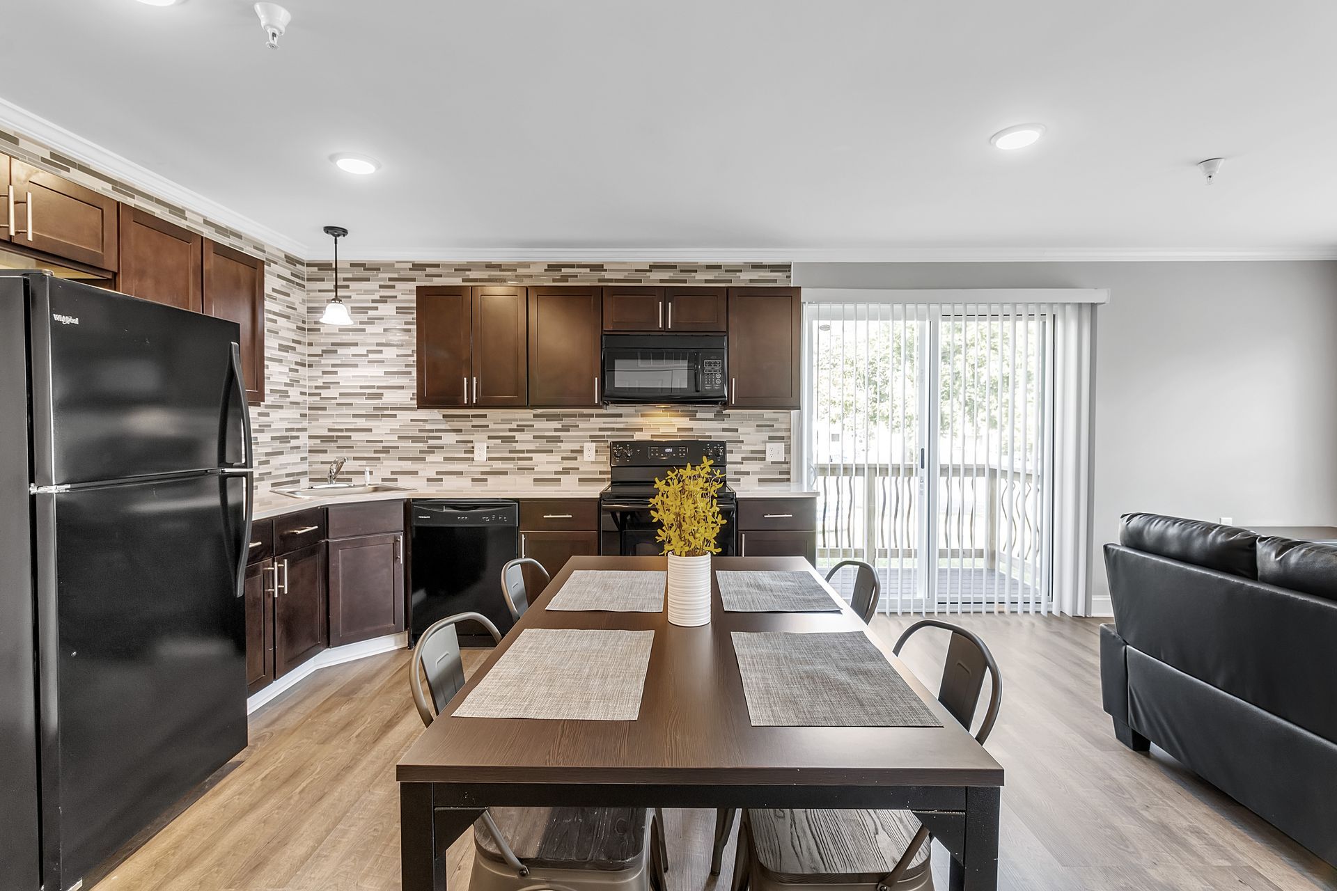 Contemporary kitchen inside residential apartment home