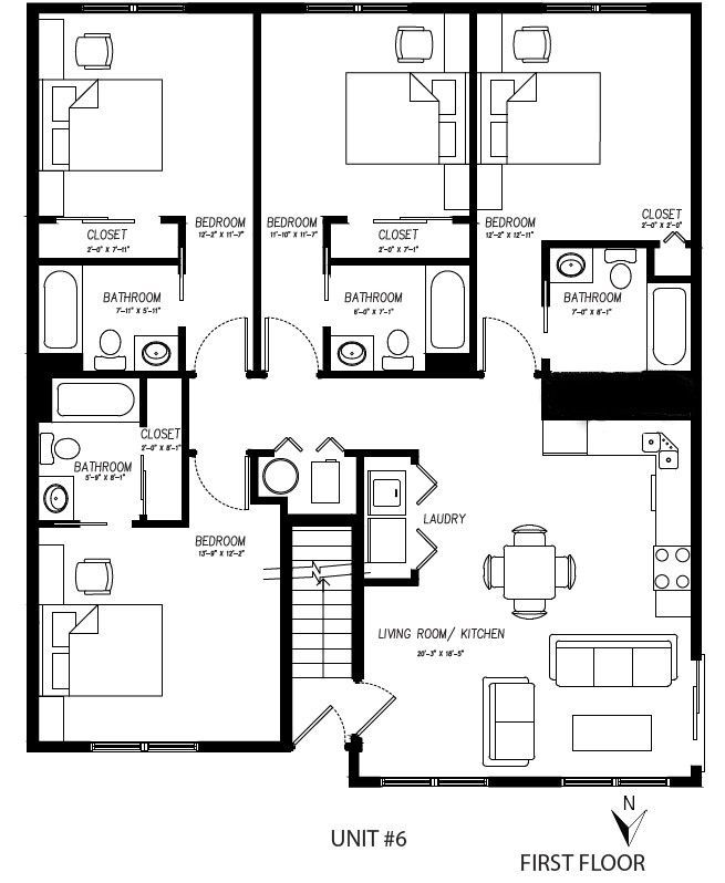 A black and white floor plan of a house.