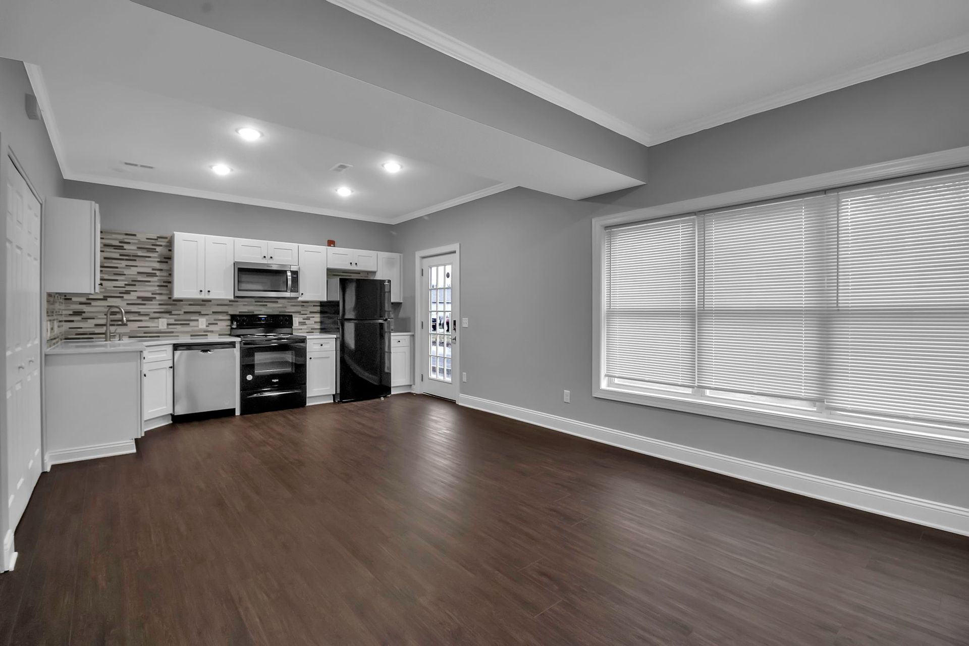 Bright kitchen with stainless steel appliances and modern finishes