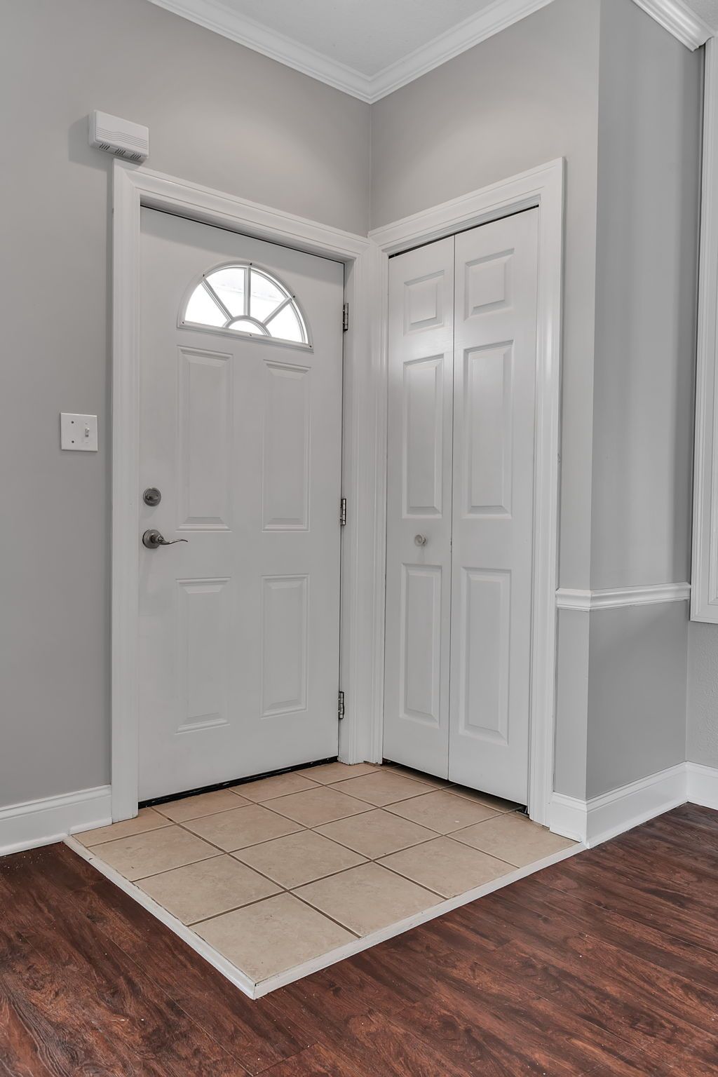 Apartment entryway with modern doors and trim