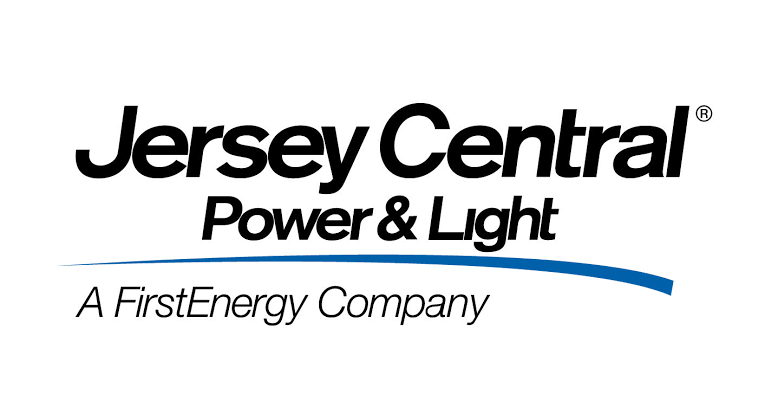Jersey Central Power & Light logo with blue swoosh and “A FirstEnergy Company” tagline
