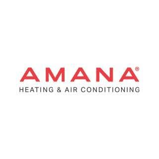 Amana Heating & Air Conditioning logo in red and gray on a white background