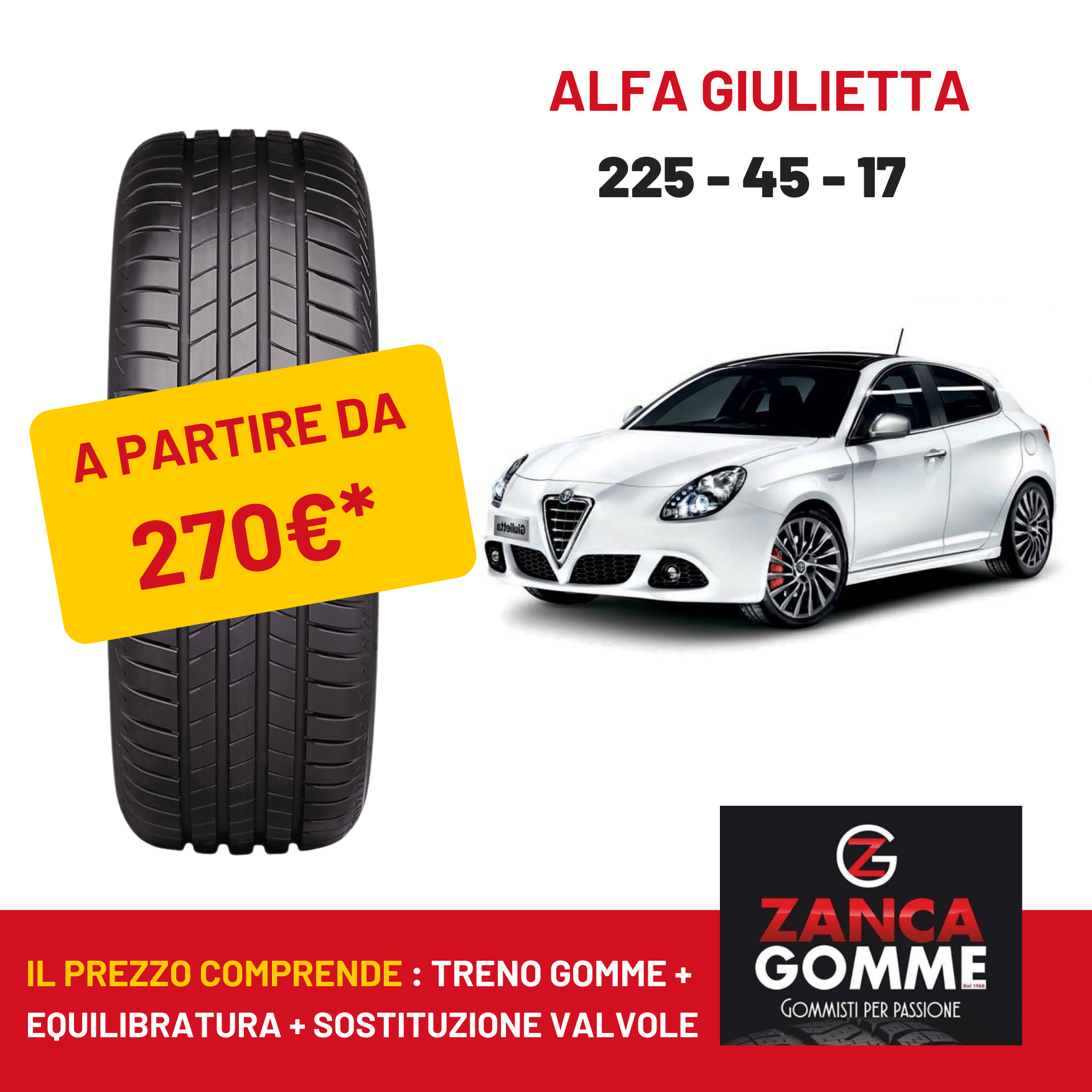 Pneumatici in promozione per Alfa Giulietta
