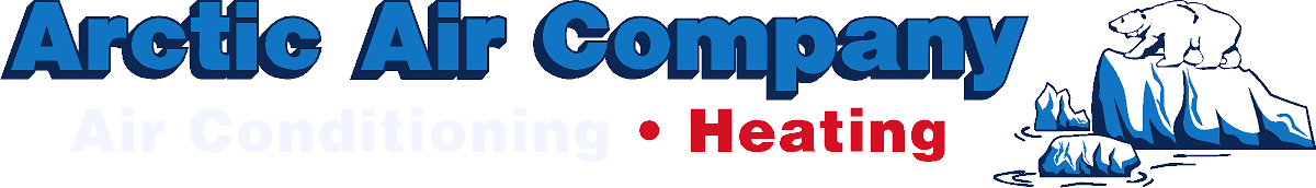 Arctic Air Company logo with blue text, red dot, and ice/air-conditioning graphic