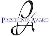 Presidents Award logo with stylized black script and purple text on a white background