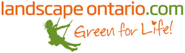 Landscape Ontario logo with green silhouette of person on swing and orange text 