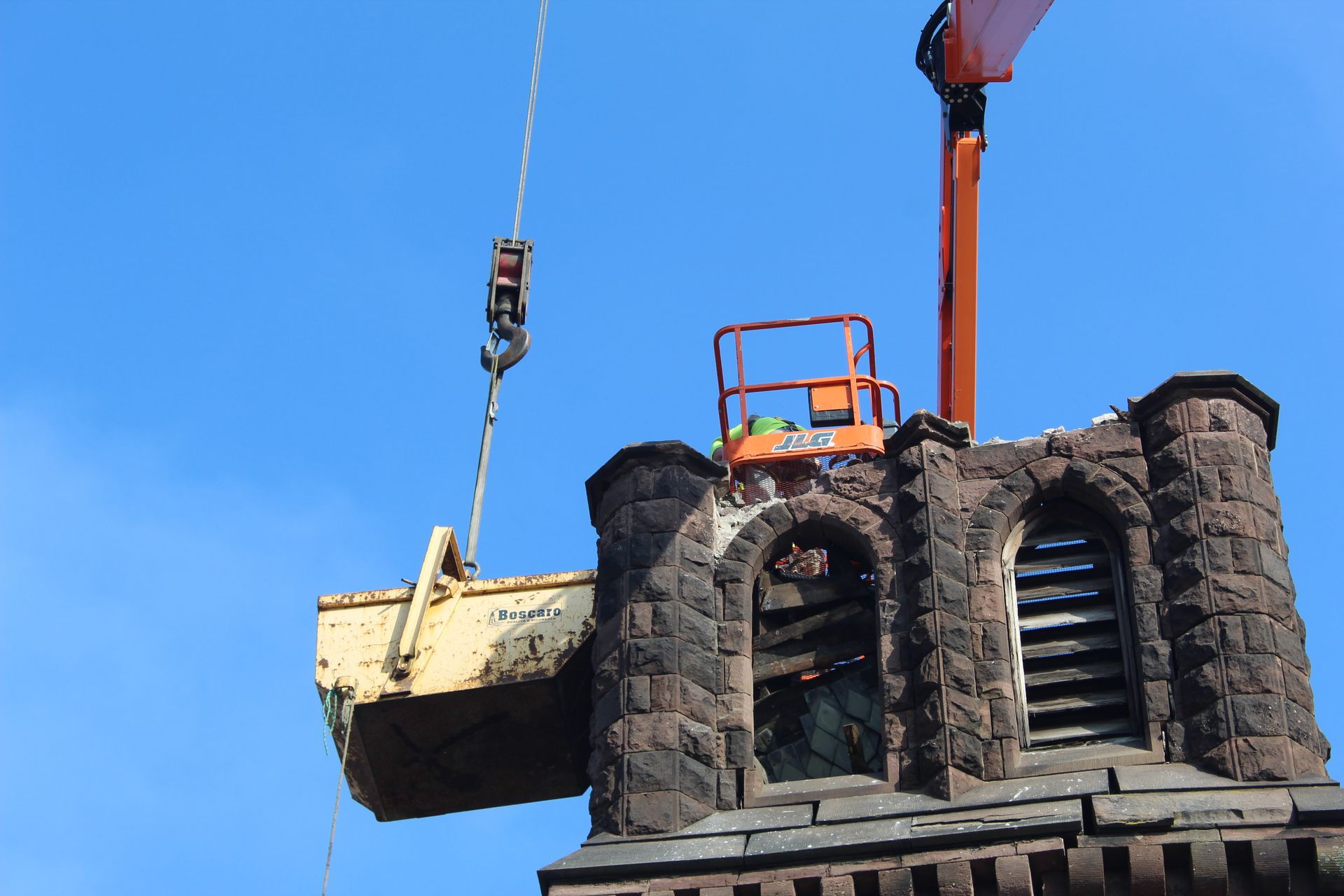 Demolition of St. Cecilia's Church Steeple in Reading, PA