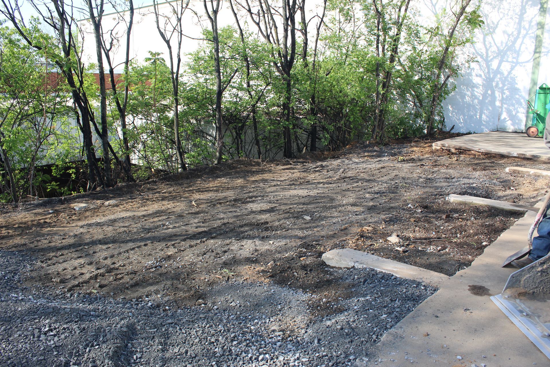 Before shot of the concrete broken up.