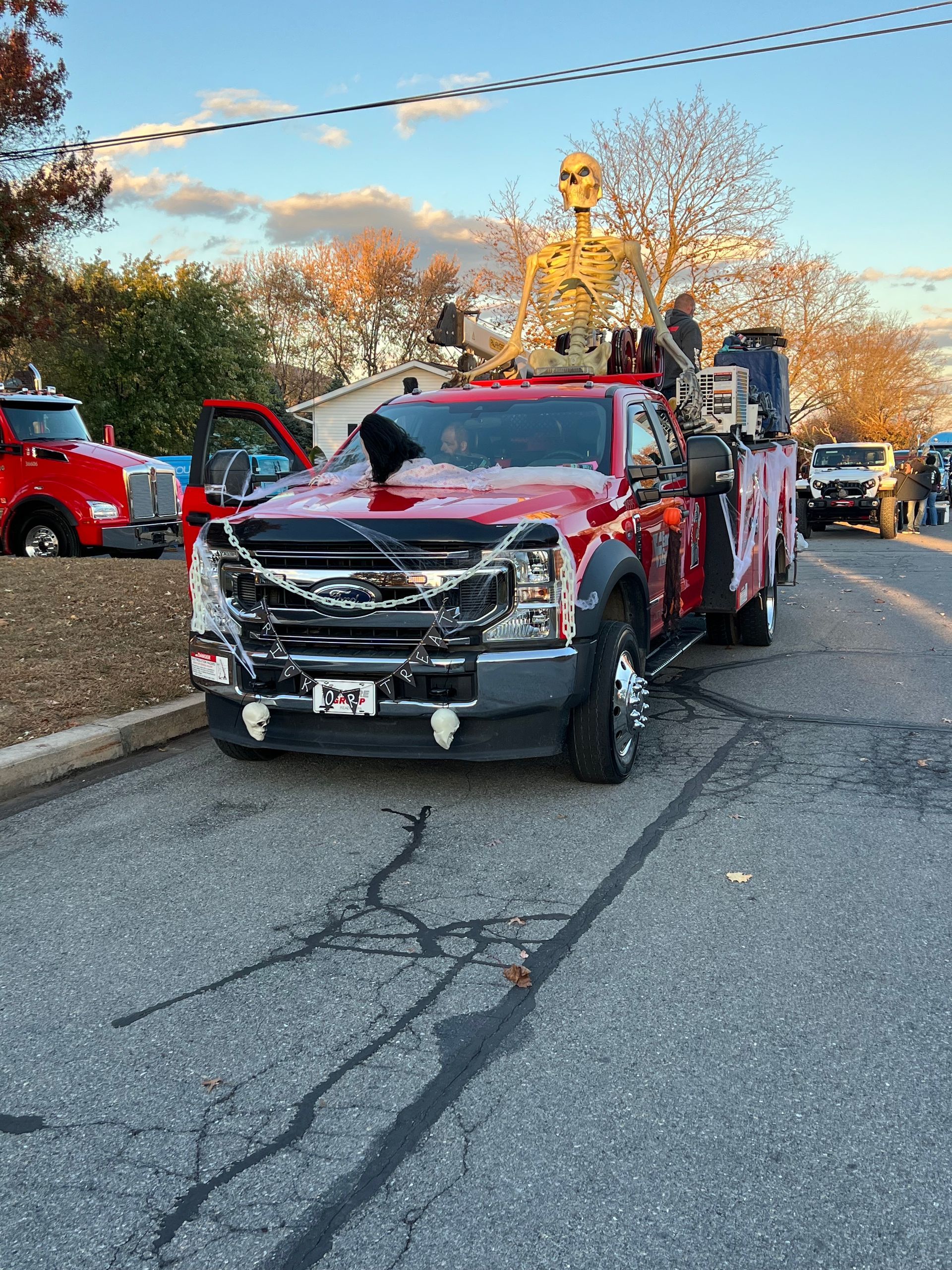 DVC decorating their service truck before the parade.