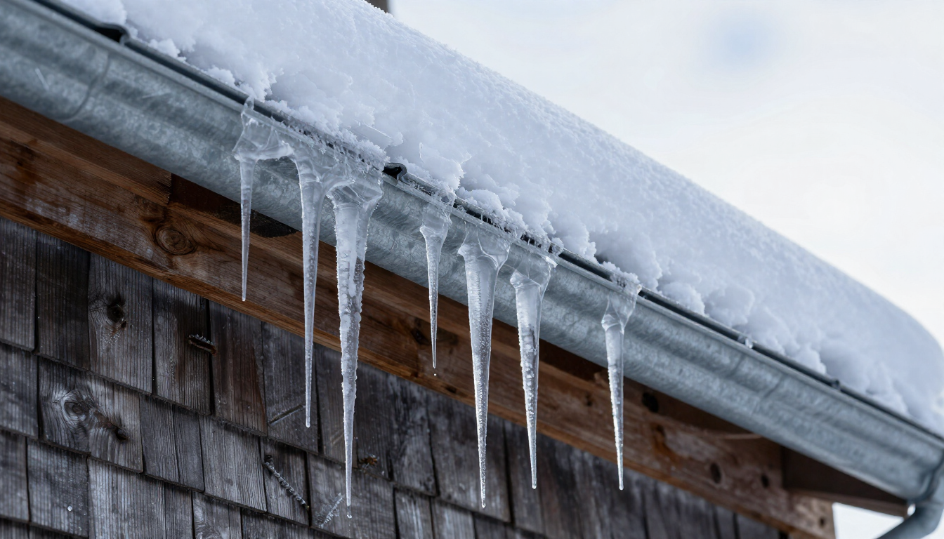 Winter roof with an ice dam