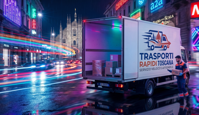 Un camioncino per le consegne con la scritta