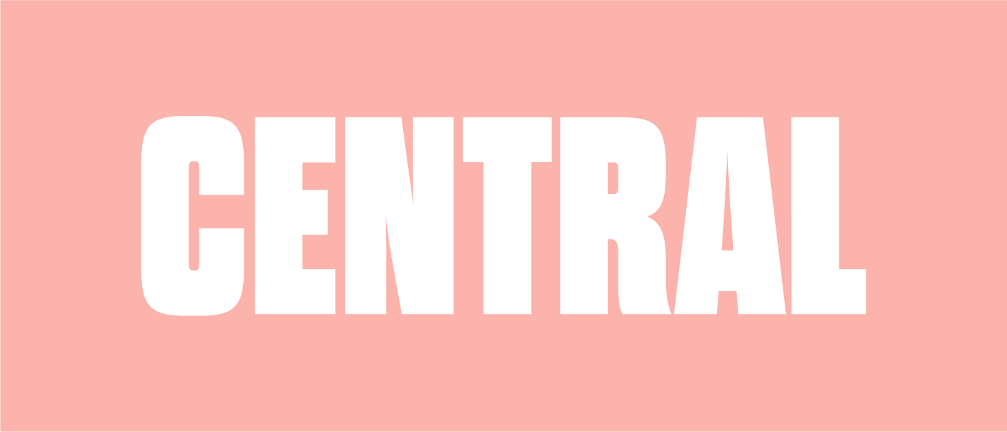 White “CENTRAL” text on a pink background.