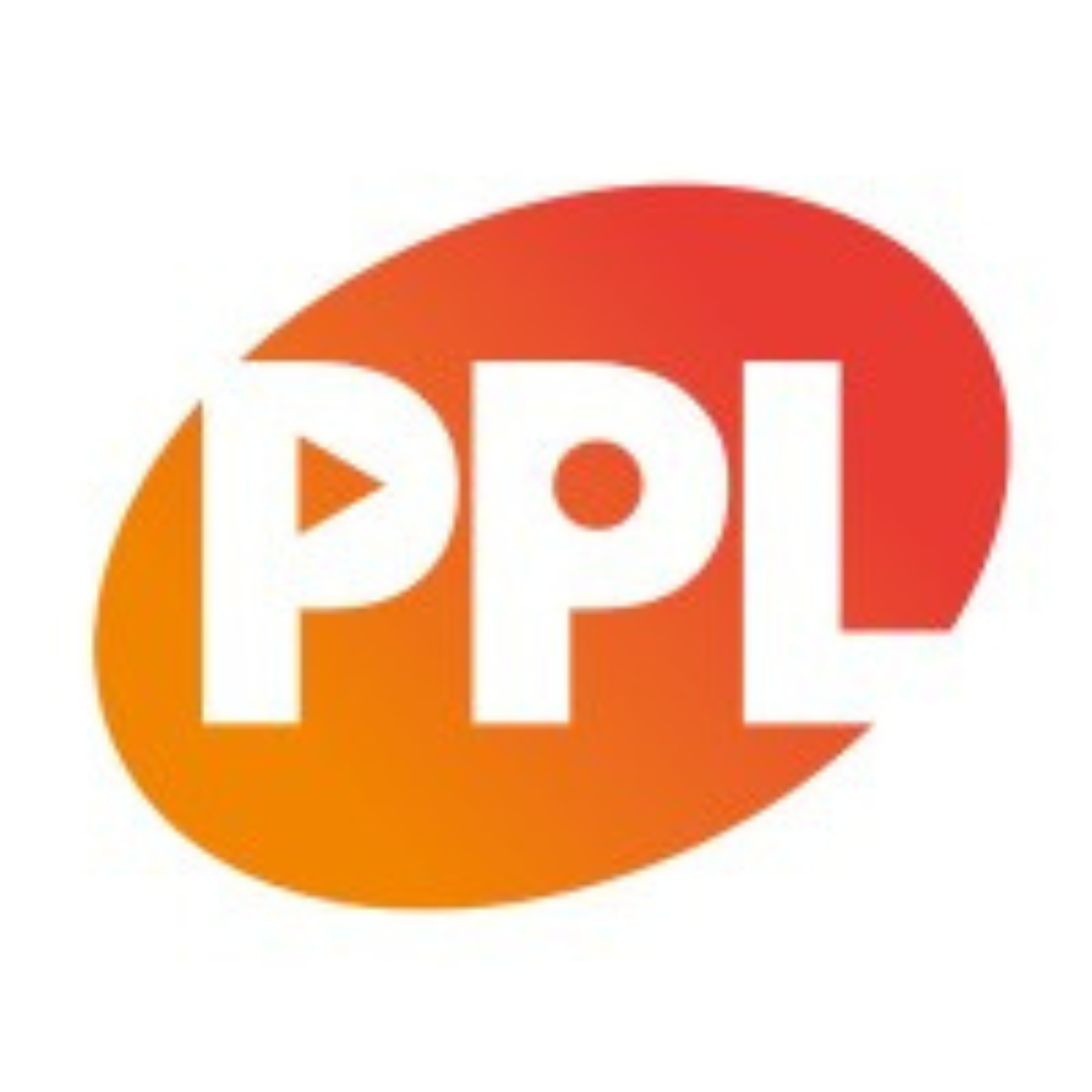 PPL logo in white letters on an orange-to-red oval background