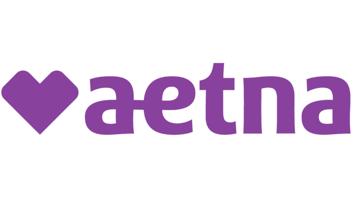 Purple Aetna logo with a heart icon and lowercase wordmark on white background