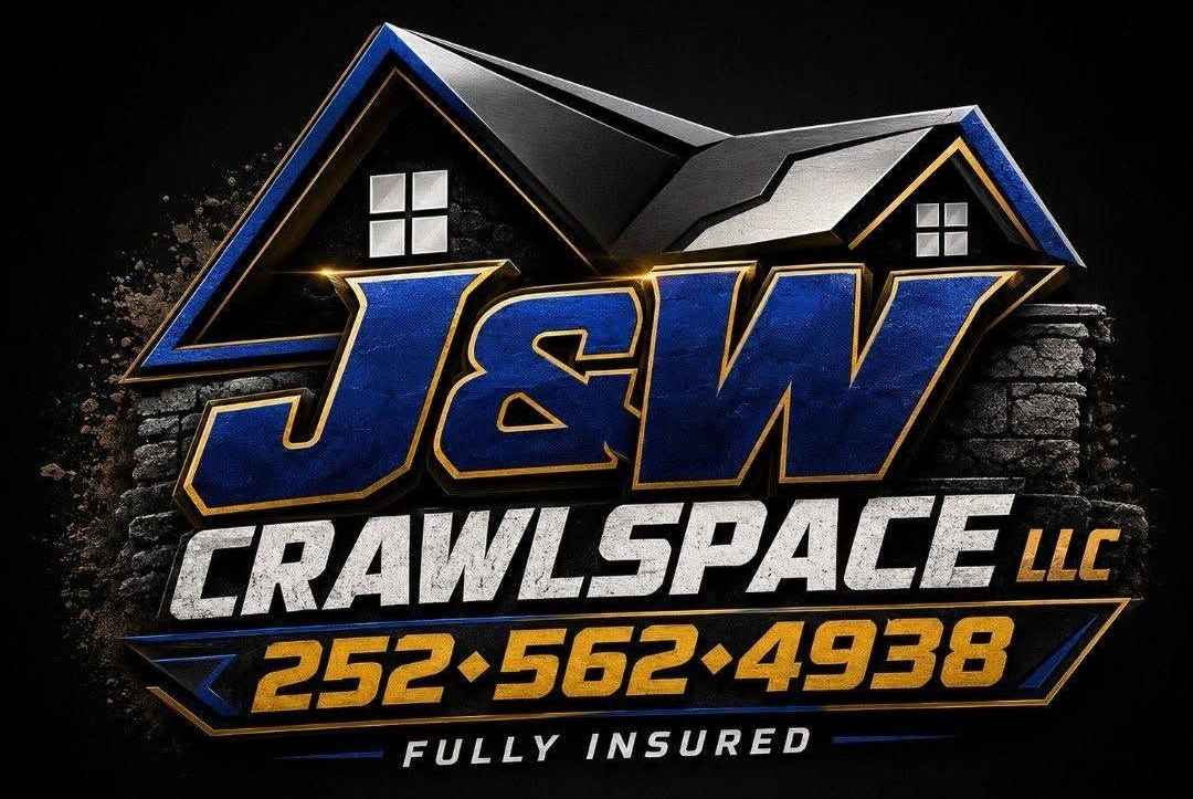 J&W Crawlspace LLC logo with house roof graphic, phone number, and &ldquo;Fully Insured&rdquo; text