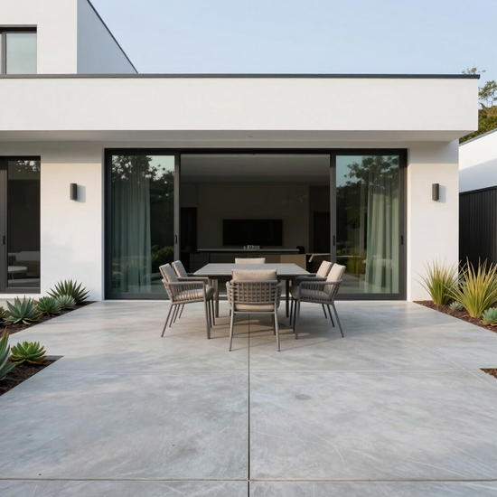 Modern outdoor patio with quality concrete finishes by a Concrete Contractor in Addis Ababa