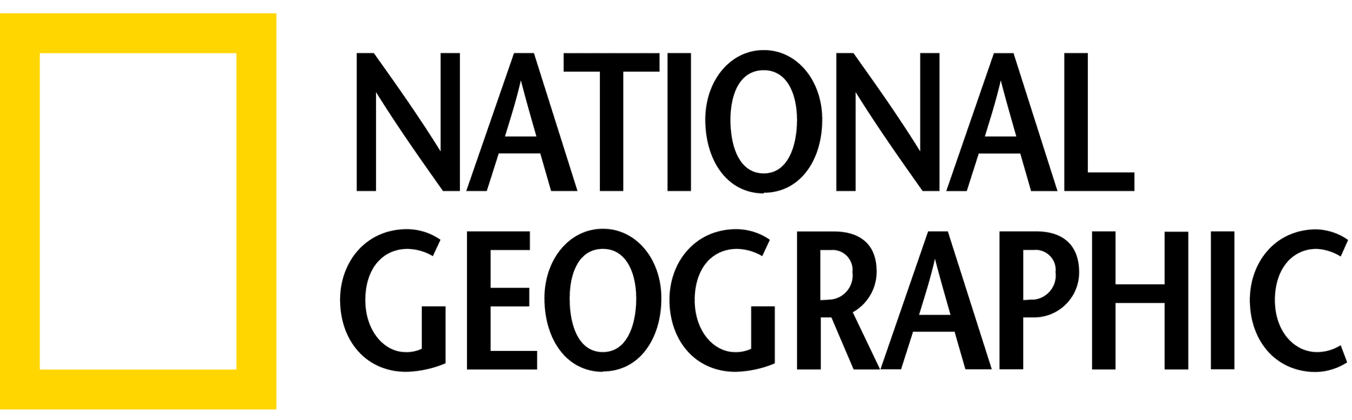 The national geographic logo is yellow and black on a white background.