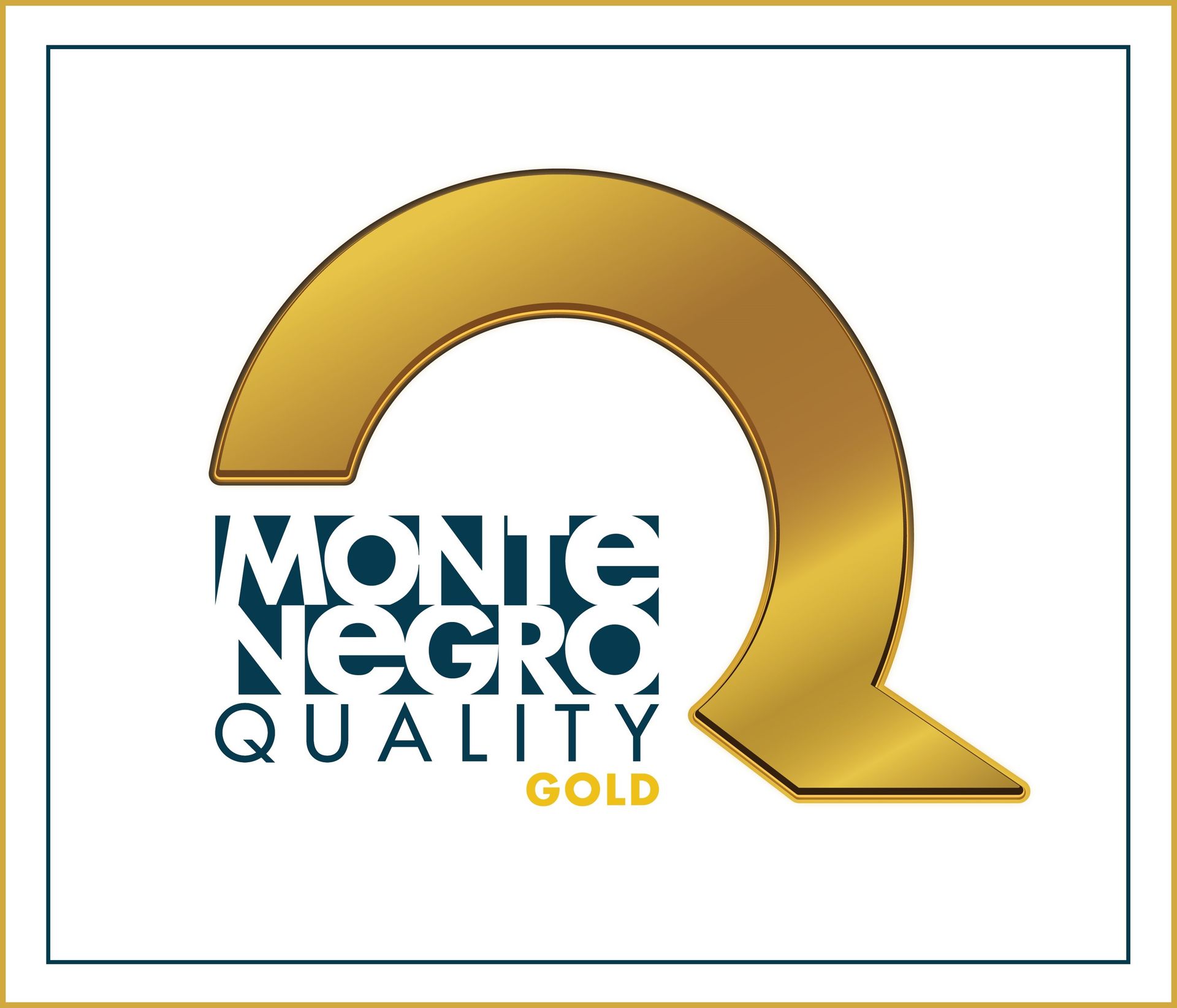 Montenegro Quality Gold logo: gold arc over text