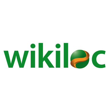A green and orange logo for wikiloc on a white background