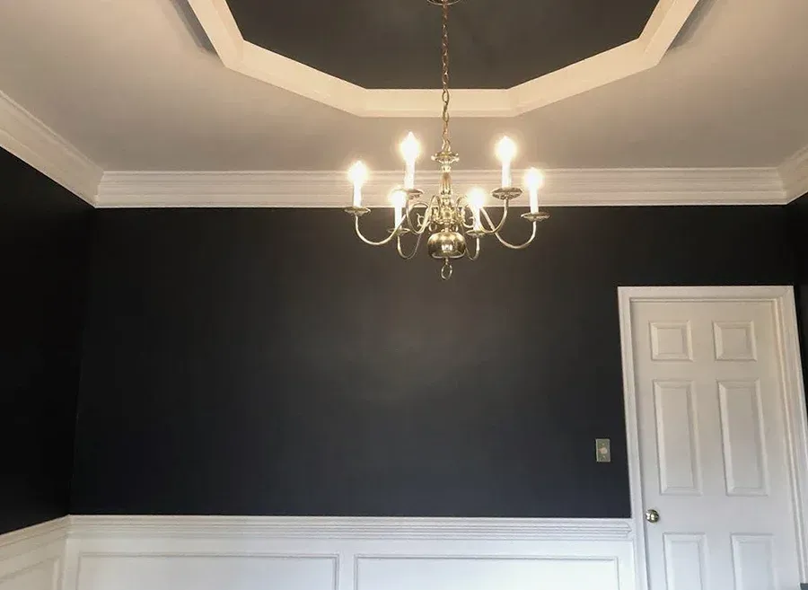 Kitchen Cabinet Painting Mechanicsville, VA:
Black Dining Room Walls
Black Dining Room Ceiling