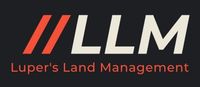 LLM logo with red slashes and orange &ldquo;Luper&rsquo;s Land Management&rdquo; text on dark background