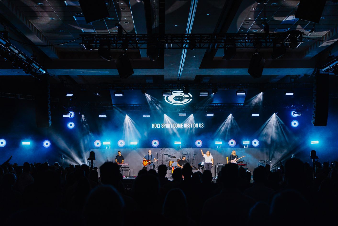 stage with blue lights