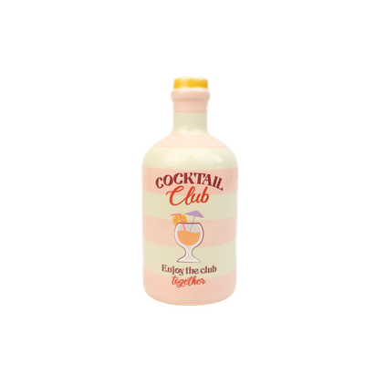 Gestreepte glazen fles met het opschrift 