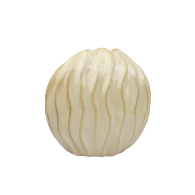 beige, platte vaas met golvend effect