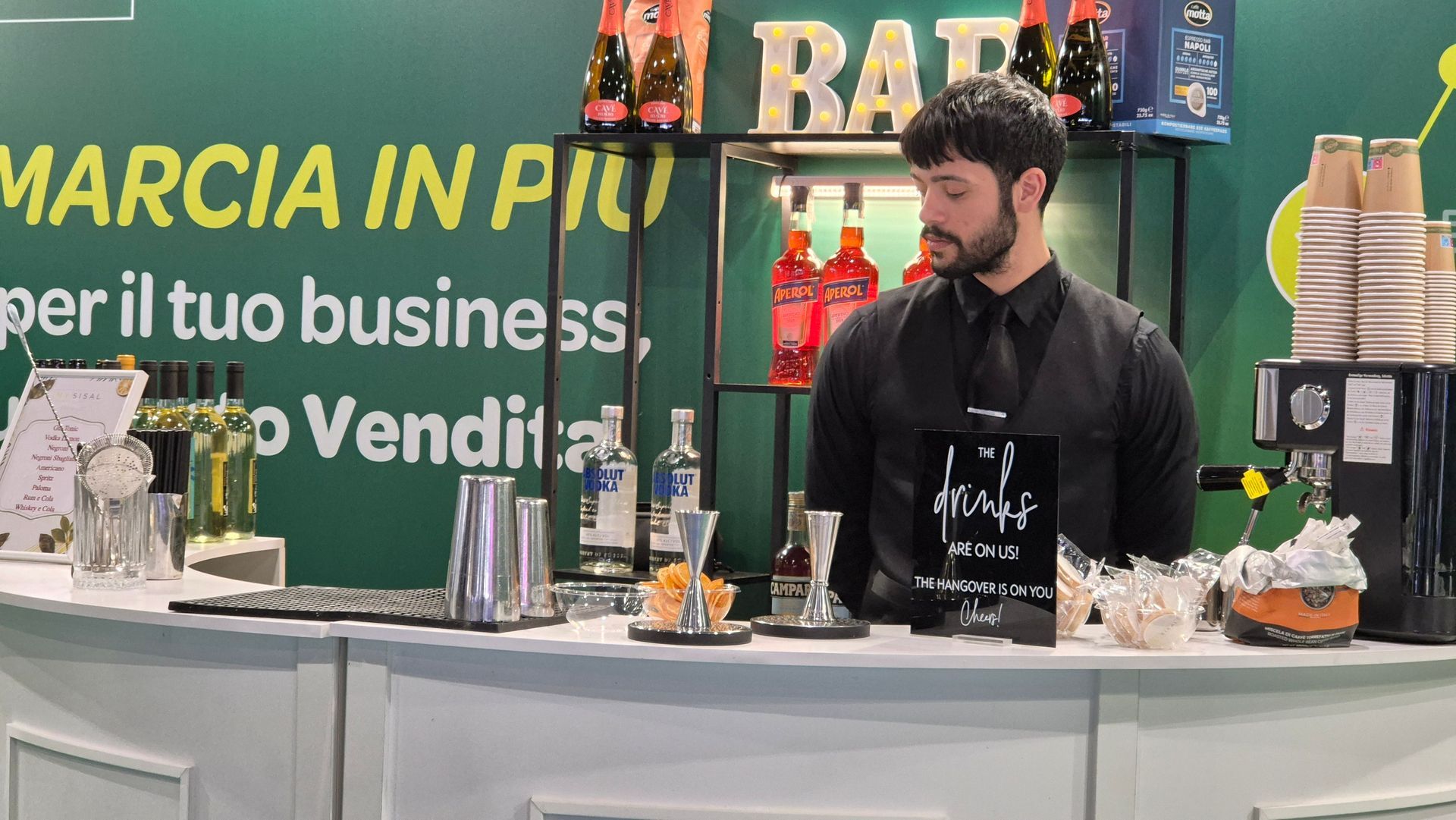 Bancone Barman Express allestito per un evento