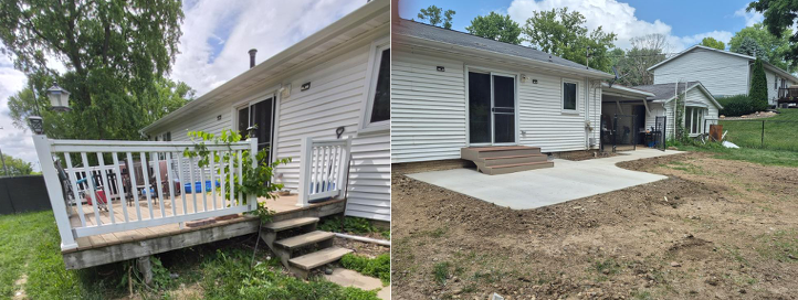 Deck before it was removed and replaced with steps and a concrete pad.